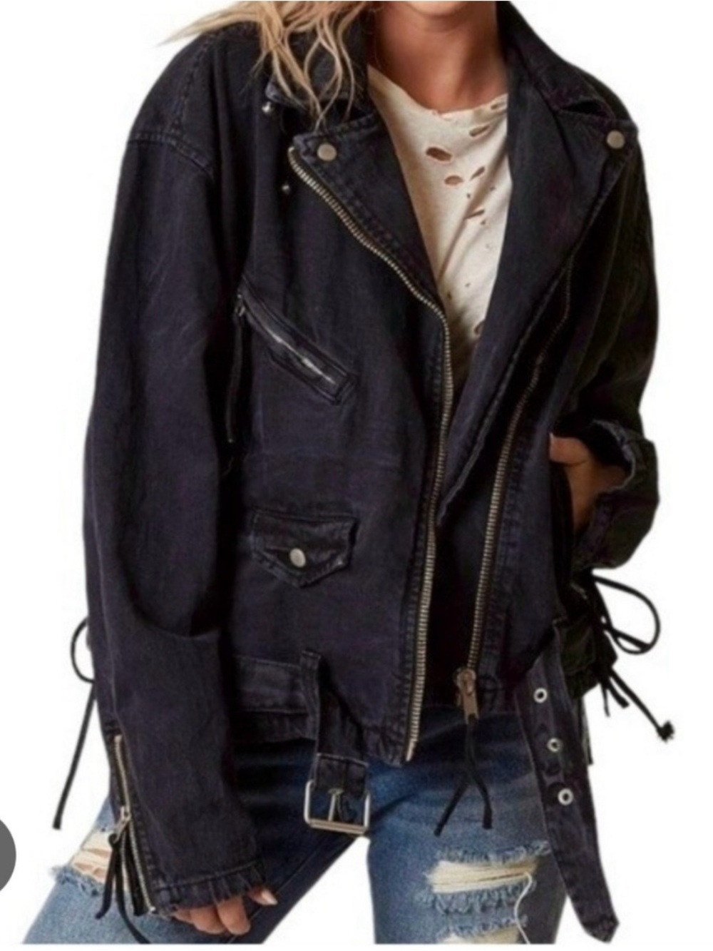 Free People We The Free Rebel Rebel Knit Moto Jacket